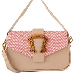 Flingo Checked PU Structured Handheld Bag with image 4