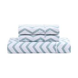 LANE LINEN Blue & White Geometric 144 TC King Bedsheet with 2 Pillow Covers-picture-23