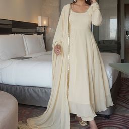 KALINI Women Pleated Sequinned Kurta with Trousers & With Dupatta-46