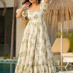 Stylum Floral Printed Puff Sleeves Empire Maxi Dress-image-80