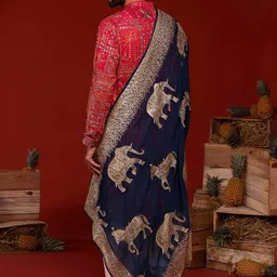 KALPRAAG Men Ethnic Motifs Embroidered Regular Sequinned Kurta with Patiala & With Dupatta image 3