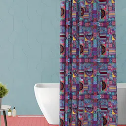 ArtzFolio Purple & Yellow Printed Waterproof Shower Curtain-image-6