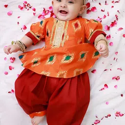 KID1 Girls Ikat Printed Regular Gotta Patti Pure Cotton Kurti with Afghani Salwar-picture-13