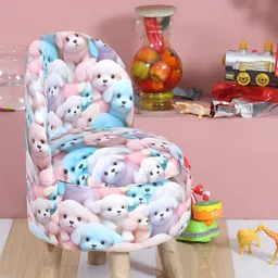 Shadowkart Pink & Blue Printed Wooden Anti-Flip Round Ottoman Pouffe-12