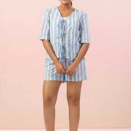 SANSKRUTIHOMES Striped Top With Shorts Night Suit-picture-16