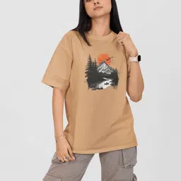 Moda Rapido Women Printed Drop-Shoulder Sleeves Pockets T-shirt-image-78
