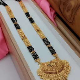 TKRB SALES Gold-Plated Artificial Stones and Beads Mangalsutra-10