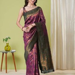 HERE&NOW Woven Design Zari Art Silk Banarasi Saree-image-95