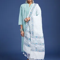 Taavi Ethnic Motifs Printed Linen Dupatta-43