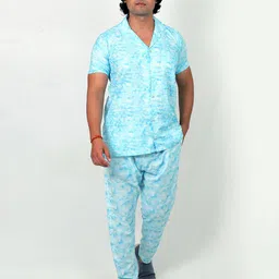 TILISM Floral Printed Shirt Collar Short Sleeves Shirt with Pyjamas-image-88