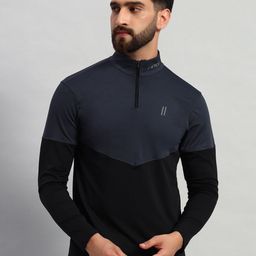 ATICX Men Brand Logo Colourblocked High Neck Compression T-shirt-image-95