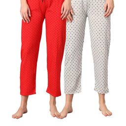 TRENDY WORLD Pack Of 2 Women Printed Cotton Lounge Pants-image-15