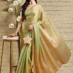 LOROFY Two-tone Shaded Saree with Heavy Embroidered Lace Border-picture-1