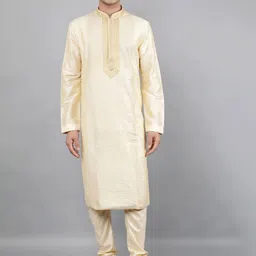 Manish Creations Geometric Woven Design Band Collar Kurta with Churidar-image-40