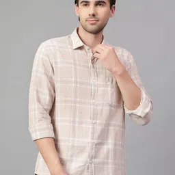 Cantabil Men Slim Fit Tartan Checks Opaque Checked Casual Shirt-picture-24