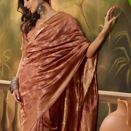 Sangria Peach Woven Design Silk Blend Sarees-picture-4
