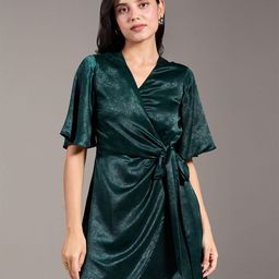 20Dresses V-Neck Flared Sleeve Tie-Ups Wrap Dress-image-39