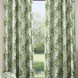 Home Sizzler Olive Green & Green 2 Pieces Floral Window Curtain-52