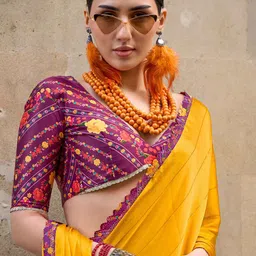 SANSKAR Woven Design Sequinned Satin Saree image 3