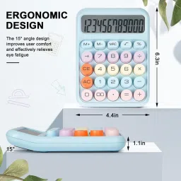 prsvike 9852 Cute 12 Digit Large LCD Display, Big Round Button, Easy To Press For School BasicCalculator image 2