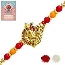 MEIRA JEWELLERY Set Of 1 Rakhi With Roli Chawal & Greetings Card Set-image-69