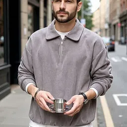 HERE&NOW Men Polyester Solid Sweatshirts-picture-44