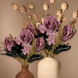 ARTSY Violet And Green 2 Pieces Rose Artificial Flower-image-5