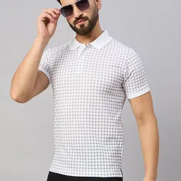 RISS Men Geometric Printed Polo Collar T-shirt-image-26