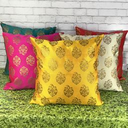 pink parrot Pinkparot Artsilk 12x12 inch cushion cover set of 5 pcs-picture-28