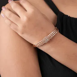 TKRB SALES Sterling Silver Gold-Plated Cubic Zirconia Studded Bangle Style Bracelet-picture-49