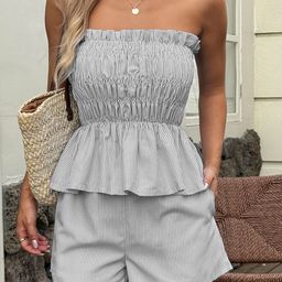 StyleCast x Revolte Women Striped Top and Shorts Co-ord Set-picture-29