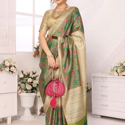 Lookmark Floral Art Silk Saree-image-58