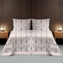 VINTANA White & Blue Floral 160 TC Queen Bedsheet with 2 Pillow Covers-image-99