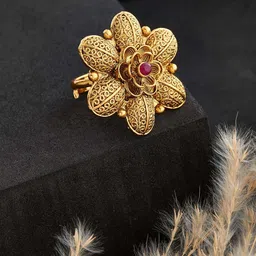 ATIBELLE Gold-Plated Stone-Studded Finger Ring-56