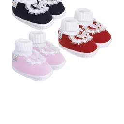 NESKA MODA 0 To 12 Months Infants 3 Pair Combo Soft Cotton Butterfly Frill Booties-picture-20