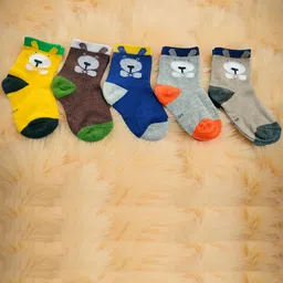 MOMISY Kids Pack Of 5 Patterned Ankle Length Socks-11