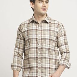 TRYBUY.IN Men Standard Spread Collar Tartan Checked Cotton Casual Shirt-image-48