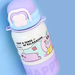 Little Surprise Box LLP Happy Cartoon Purple Printed Stainless Steel Water Bottle 500ml-50