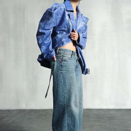 the Misnomer Unisex Lapel Collar Washed Solid Leather Casual Denim Jacket-picture-32
