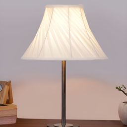 Aura Off White & Black Textured Metal Frustum Shaped Table Lamp-17