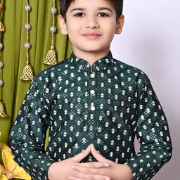 BAESD Boys Printed Regular Sequinned Dupion Silk Kurta with Pyjamas image 5