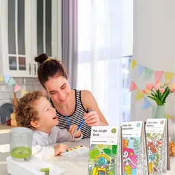 MUREN 3-Pcs Pocket Water Coloring Books With Paint Brush Cleaner-45