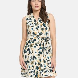 METTLE Women Abstract Printed Cotton Shirt Above Knee Dress-image-32