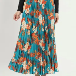LookShine Floral Printed Flared A-Line Maxi Skirt-picture-11