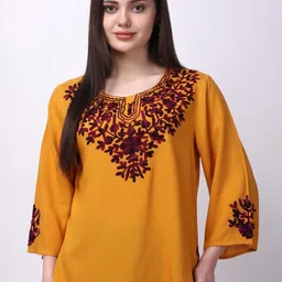 VAAMII Women Embroidered Tie-Up Neck Top-picture-3