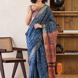 Anouk Rustic Floral Ready to Wear Bagru Saree-picture-10