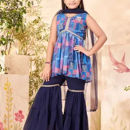 Muhuratam Girls Blue Georgette Kurta Sets-image-39