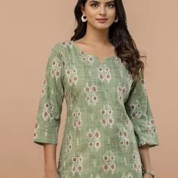 FERANOID Ethnic Motifs Printed V-Neck Pure Cotton Kurti-picture-10