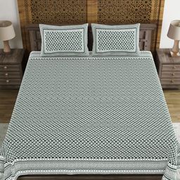 Myntra Elegant Homes Green Ethnic Motifs Printed 210 TC King Bedsheet Set 2.69m x 2.69m-image-39