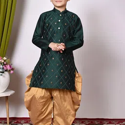 NFC CREATION Boys Embroidered Regular Sequinned Dupion Silk Kurta with Patiala-0